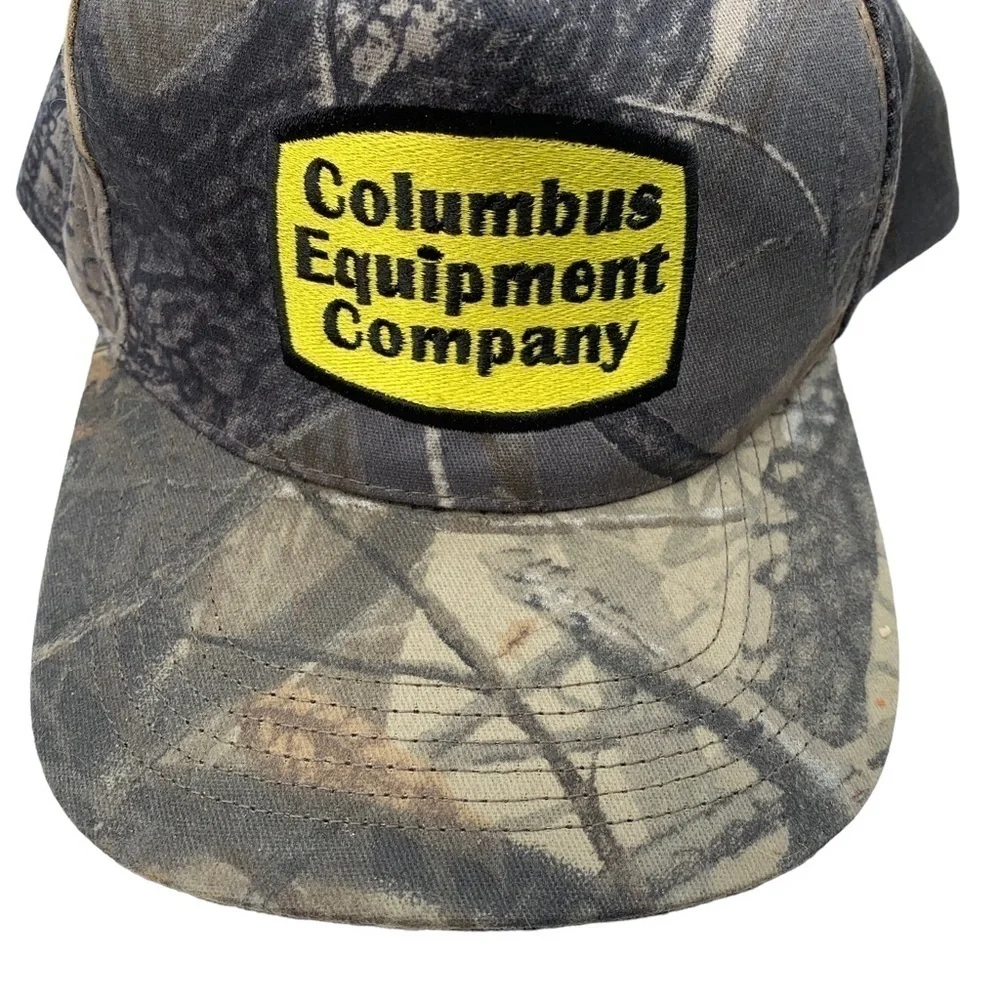 Vintage Columbus Equipment Company SnapBack Mesh Trucker Hat Made in USA Camo
